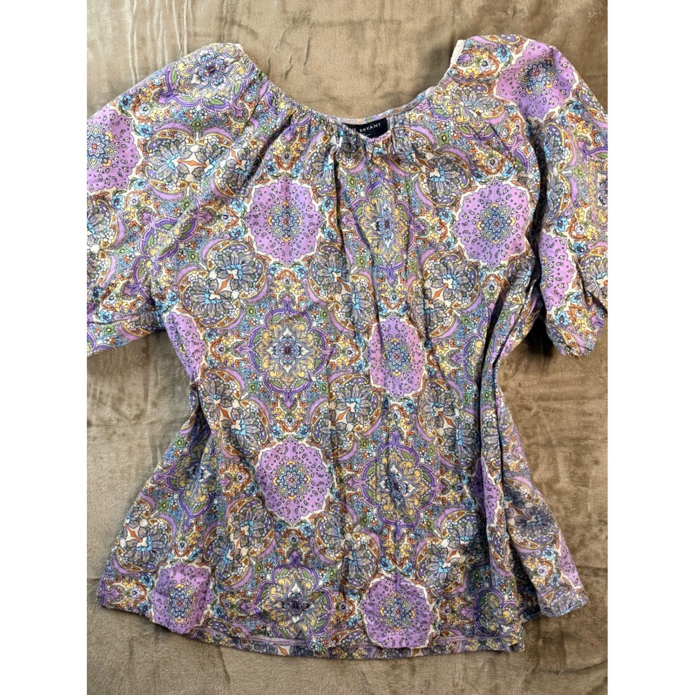 Lane Bryant Purple Paisley Medallion Puff Sleeve Top Plus 18/20 Cottage Boho